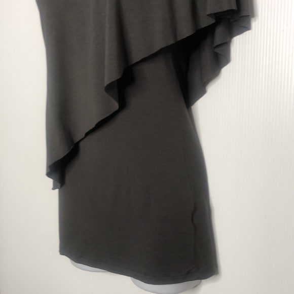 Mandee Black Ruffle Neck Y2K One Sleeve Top Medium - Picture 6 of 14